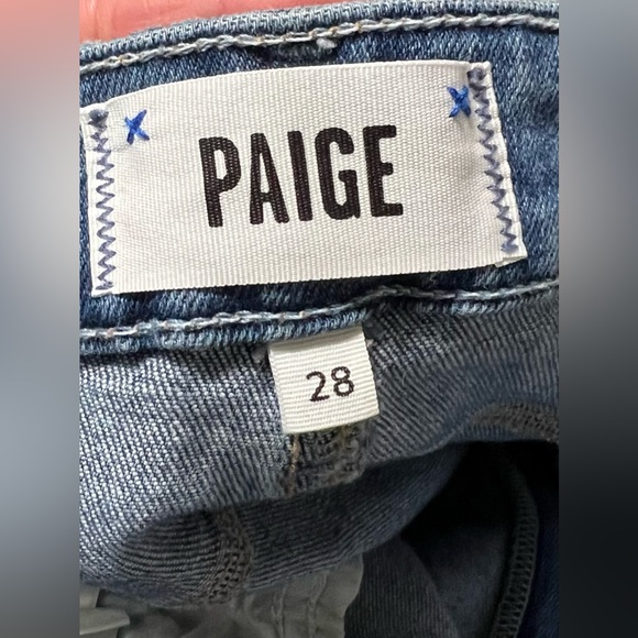 PAIGE Petite Cindy Crop Denim Straight Leg Jeans Medium Wash High Rise Classic - Picture 10 of 11